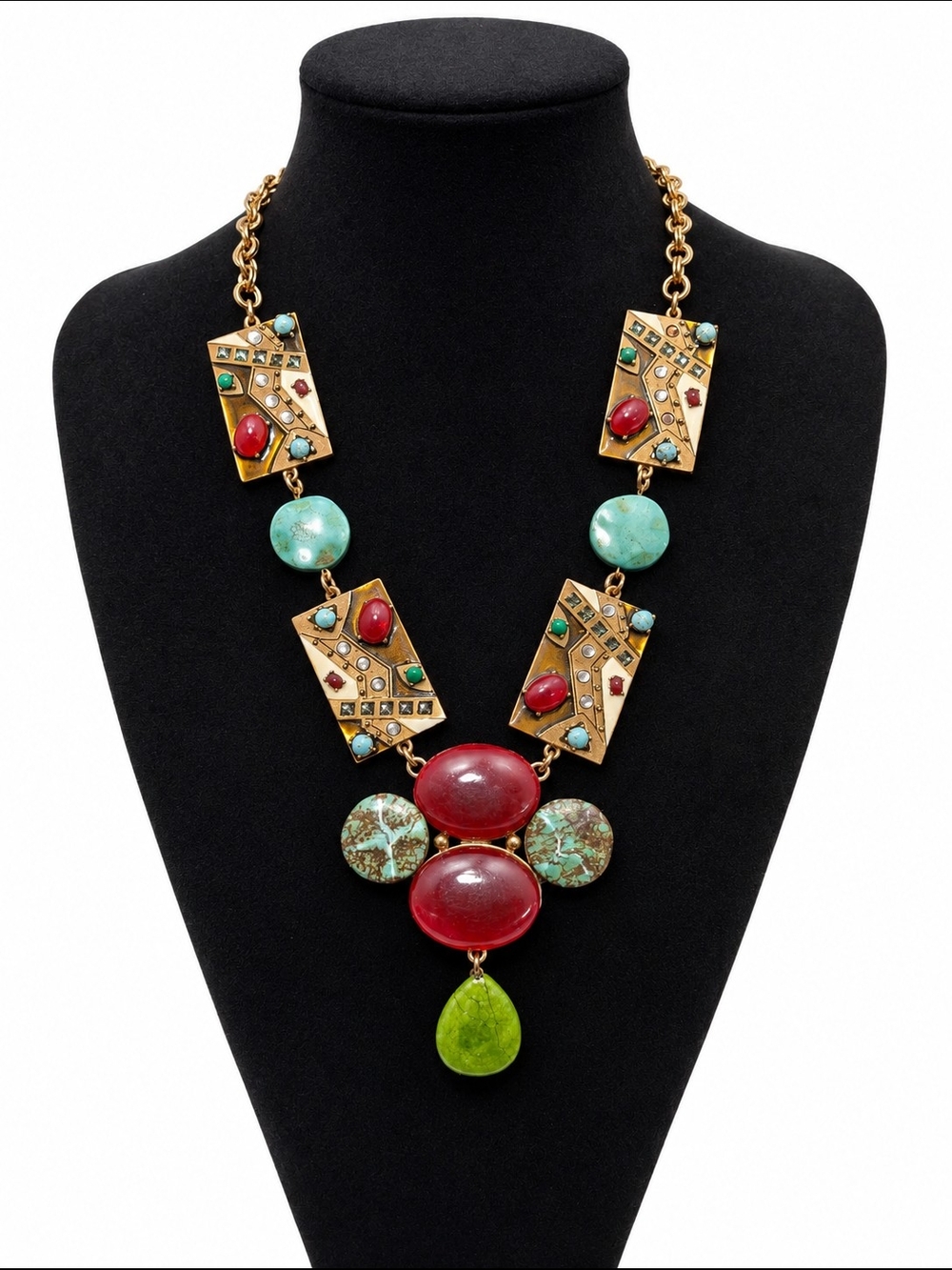 Vintage Oscar De La Renta Geometric Boho Necklace